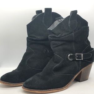 Decree Black Suede Slouch Booties 9